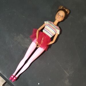 Barbie Rainbow Striped Ballerina Doll with Red Tutu
